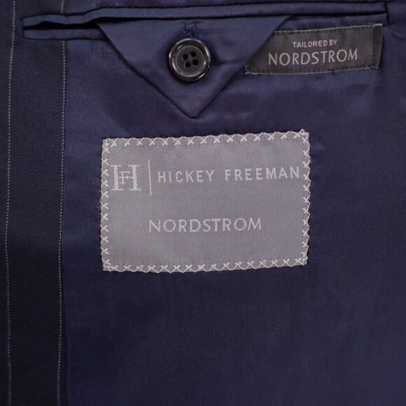 Hickey Freeman Nordstrom‎ Madison Loro Piana Tasmanian Wool Blue Striped 42R - Picture 8 of 16